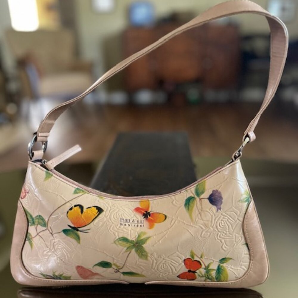 Matt and Nat Vegan Faux Leather Butterfly Shoulder Handbag. Pink